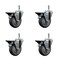 Service Caster 4'' Thermo Rubber Swivel 7/16'' Grip Ring Stem Caster Set with Brake, 4PK SCC-GR20S414-TPRB-PLB-716138-4 - alternate 1